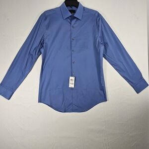 Alfani Slim Fit Dress Shirt Deep Quiet Harbor Blue M 15-15.5 34/35